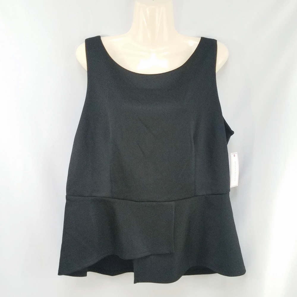 Bisou Bisou Michele Bohbot Black Peplum Top XL